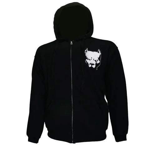 SEPHOFFICIAL™ Hardcore Pitbull Germany Kapuzenpullover mit Reißverschluss und gesticktem Logo, Schwarz