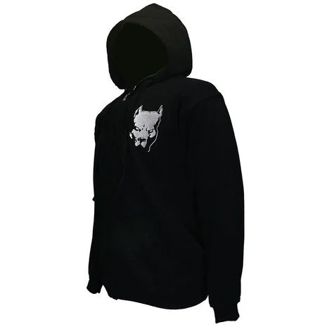 SEPHOFFICIAL™ Hardcore Pitbull Germany Kapuzenpullover mit Reißverschluss und gesticktem Logo, Schwarz