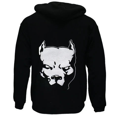 SEPHOFFICIAL™ Hardcore Pitbull Germany Kapuzenpullover mit Reißverschluss und gesticktem Logo, Schwarz