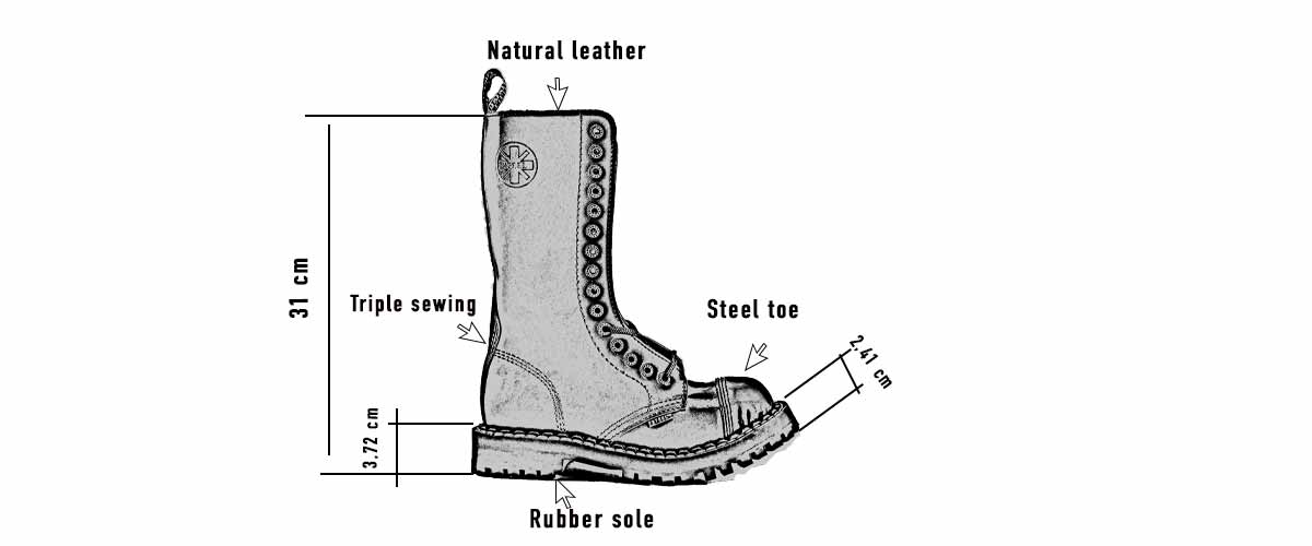 Steel Boots 15 Eyelets